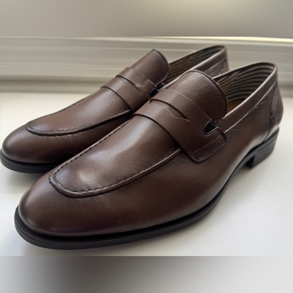 Supply‎ Lab Men's Brown Dress Loafer Shoes 10.5 M Slip On Penny Leather NEW